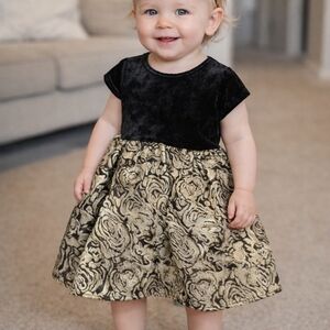 ✨ Little Angels by Us Angels Black & Gold Party Dress | 18 Months ✨